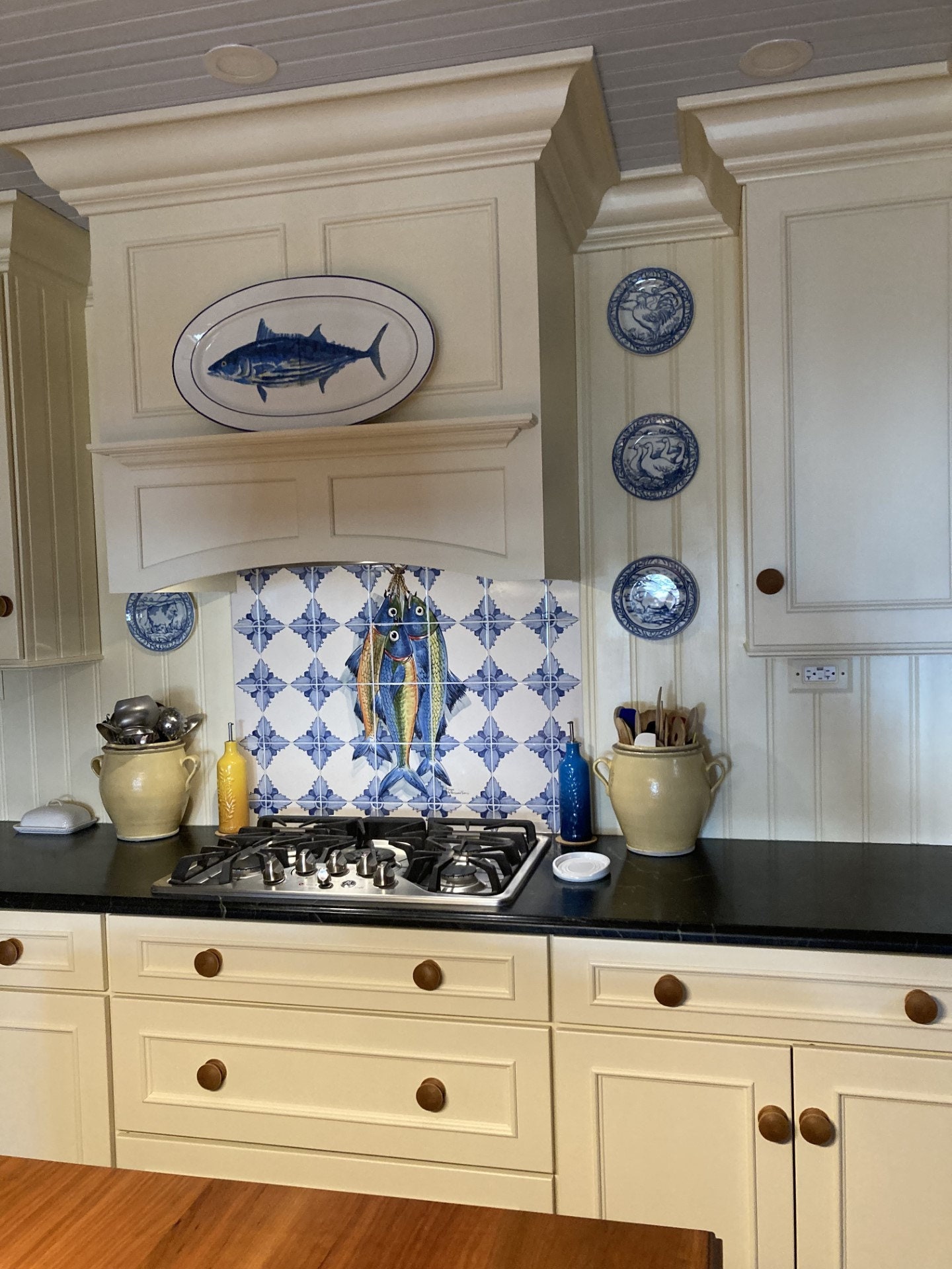 Fishes Traditional Portuguese Kitchen Backsplash Tile Mural ...