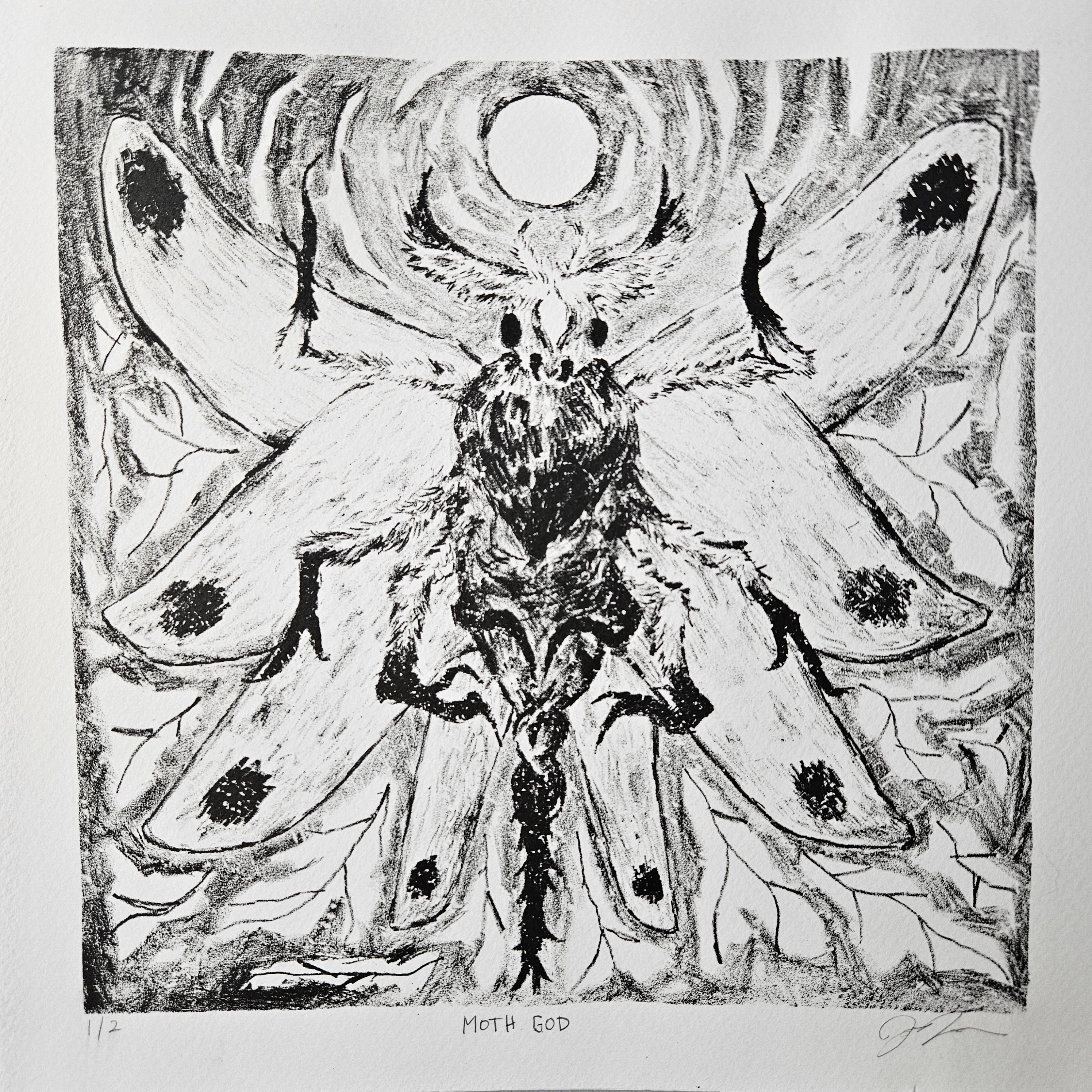 MOTH GOD Lithograph 11x11