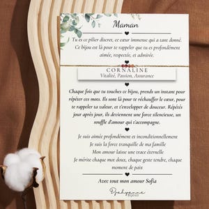 Bracelet en pierres naturelles avec carte inspirante | Cadeau maman, fête des mères, affirmation positive, message bienveillant