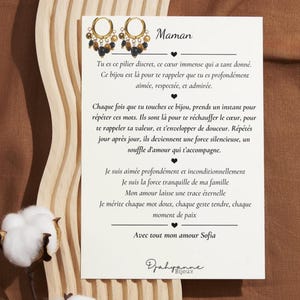 Boucles d'oreilles avec carte inspirante | Cadeau maman, fête des mères, affirmation positive, message de soutien, développement personnel