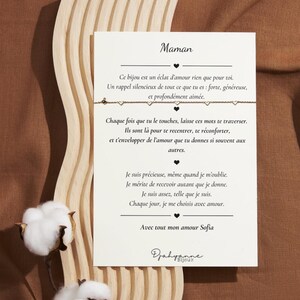 Bracelet avec carte inspirante | Cadeau maman, fête des mères, bijou affirmation positive, message de soutien, développement personnel