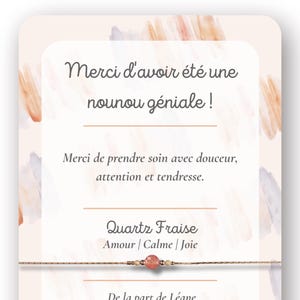 Bracelet Cadeau Merci Nounou personnalisable - Cadeau pour nounou - Carte message personnalisable et emballage cadeau