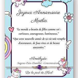 Bracelet Anniversaire Fille en Pierre Naturelle – Cadeau Bijou Personnalisé avec Carte Message – Emballage Cadeau Offert