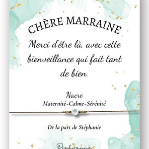 Pulseira de presente de madrinha personalizada – Obrigado madrinha – Pedra natural e cartão de mensagem – Presente feito à mão – Embalagem de presente grátis