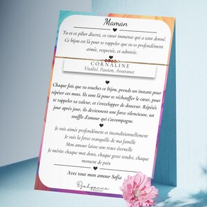 Bracelet en pierres naturelles avec carte inspirante | Cadeau maman, fête des mères, affirmation positive, message bienveillant