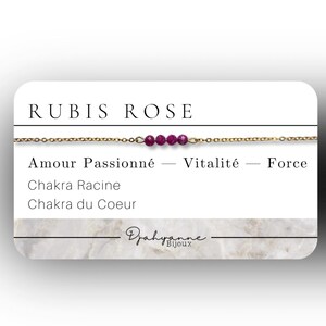Bracelet Rubis Rose Pierre Naturelle – Amour, Vitalité & Transformation – Cadeau Bien-être – Carte Signification Incluse