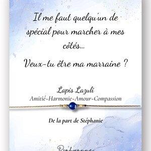 Bracelet Veux-tu être ma Marraine – Cadeau Demande Marraine Personnalisé – Pierre Naturelle et Carte Message – Emballage Cadeau Offert