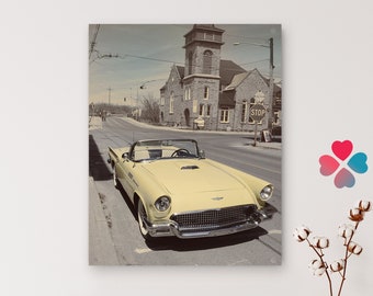 1957 Ford Thunderbird Convertible Acrylic Print: Vintage American Sports Car