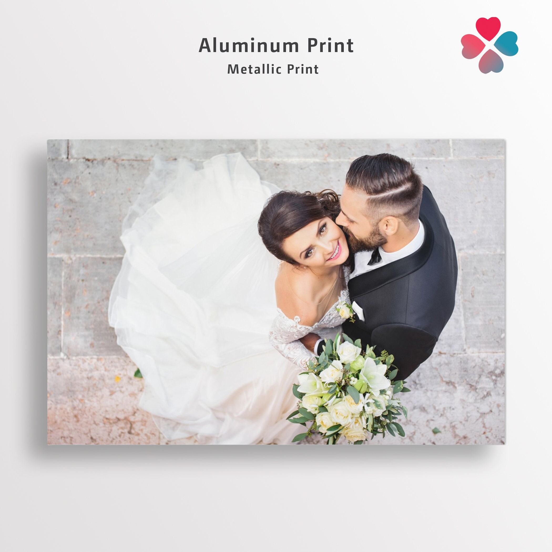 Personalized Brushed Aluminum Photo Print: Metallic Silver Effect