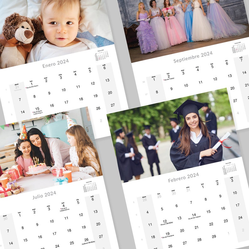 Calendario En Español 2024 Con Sus Fotos and Fechas Especiales Etsy