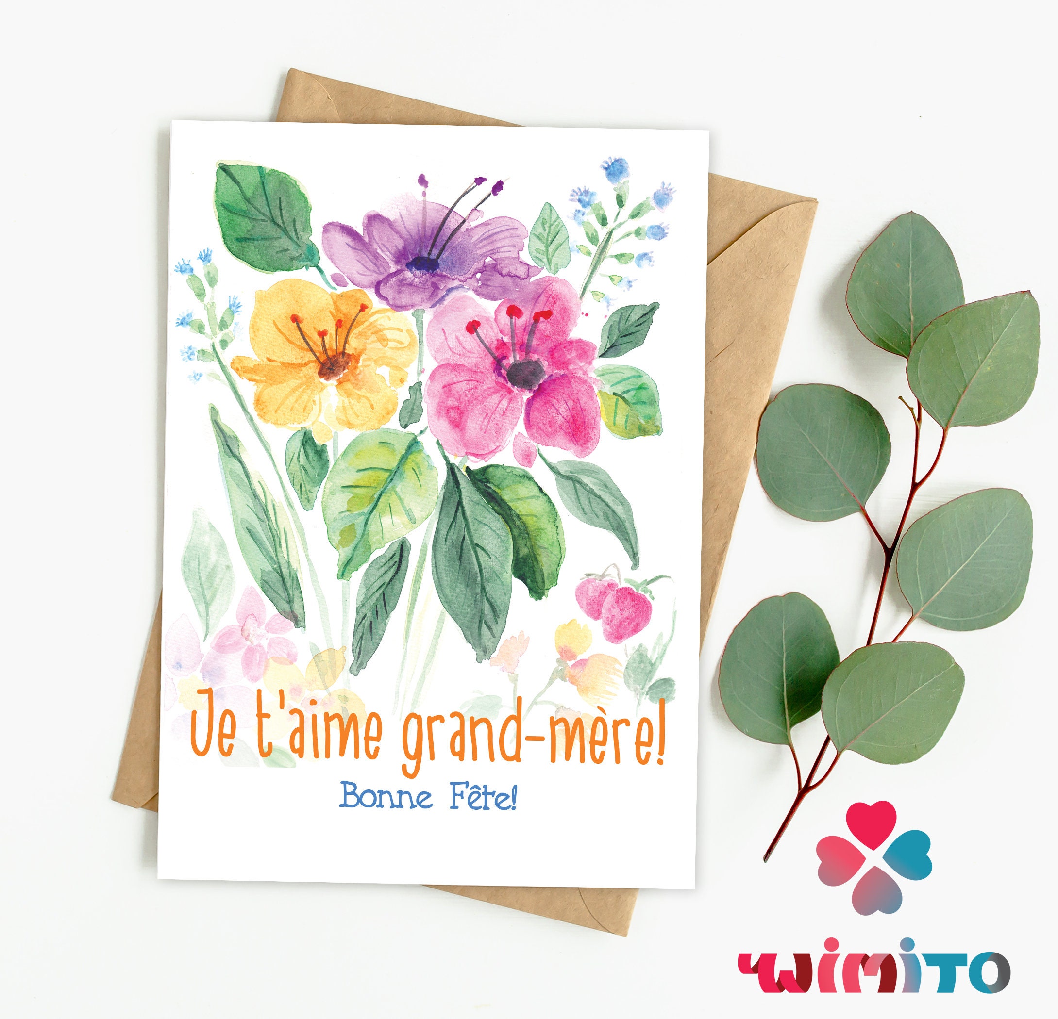 Je T Aime Grand Mere Bonne Fete Carte French Card For Etsy Je T Aime Grand Mere Bonne Fete Carte French Card For Etsy