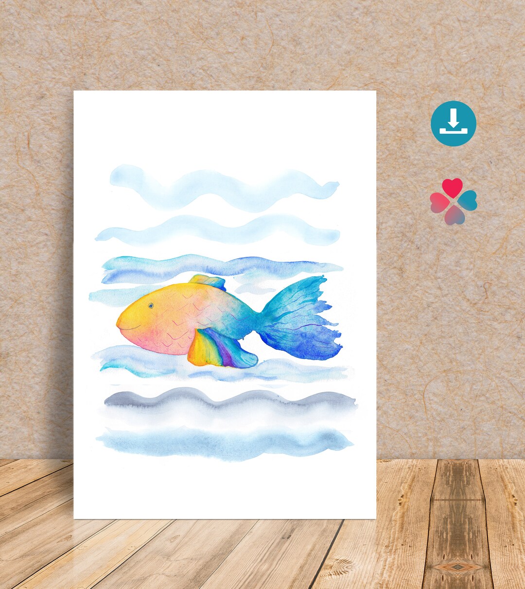 Fish Print, Printable Fish Poster, Watercolor Fish Wall Art, Fish in ...
