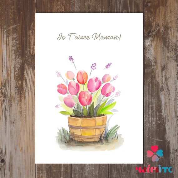 Bonne Fete Maman Carte Je T Aime French Card For Mothers Etsy Bonne Fete Maman Carte Je T Aime French Card For Mothers Etsy
