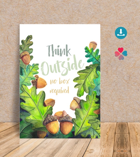 Printable Acorn Wall Art Botanical Poster Watercolor Acorn Etsy