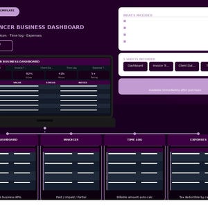 Freelancer Excel Dashboard | Invoice Tracker, Client Database (Digital Download)