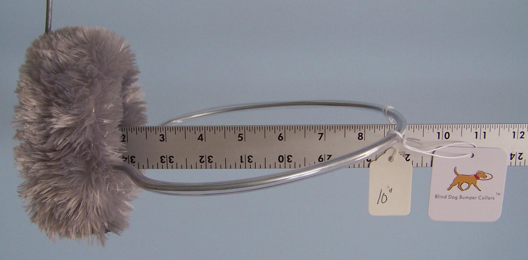 Blind Dog Bumper Collar 10 Neck, Gray Silky Fur With LARGER Hoop Face