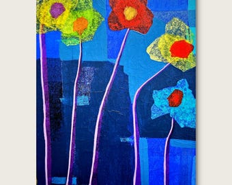 Elephant Flowers abstract painting