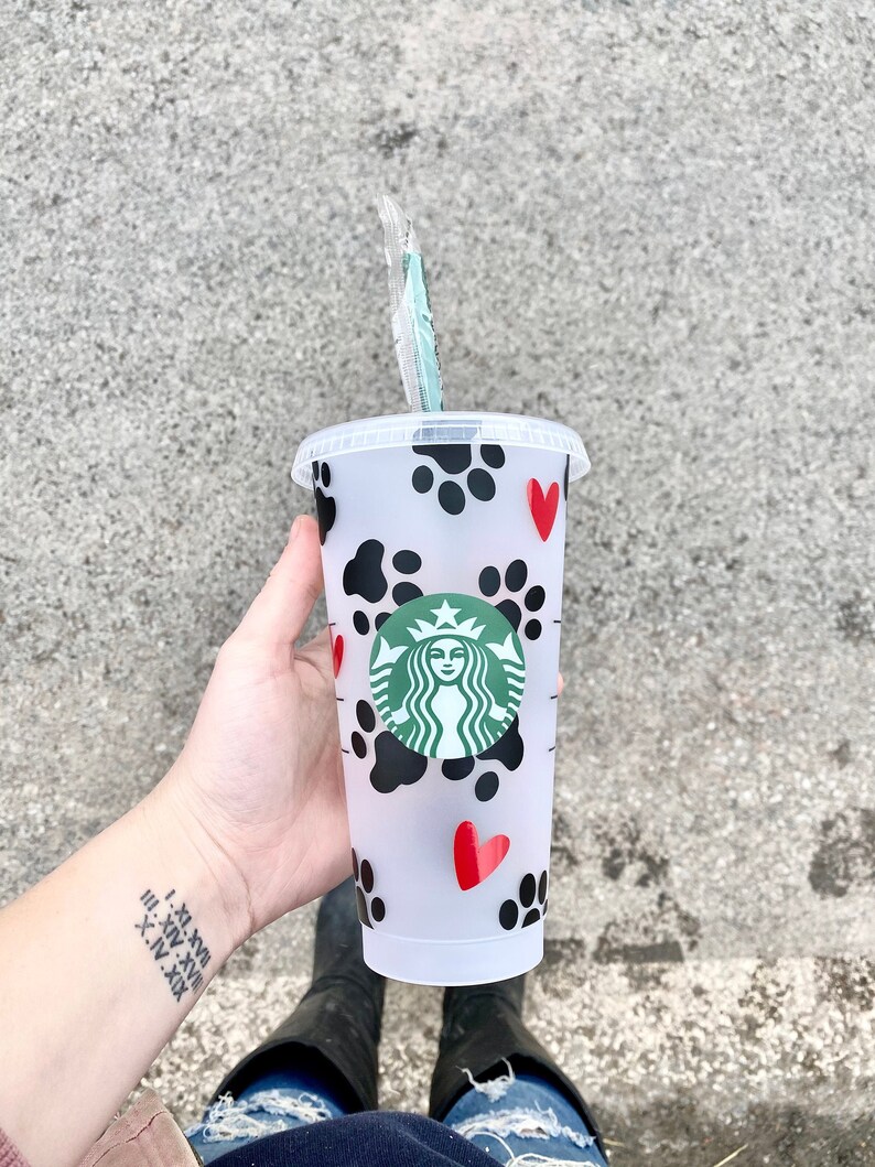 Dog Paws Coffee Cup Puppy Love Starbucks Coffee Tumbler Paws and Hearts Coffee Tumbler