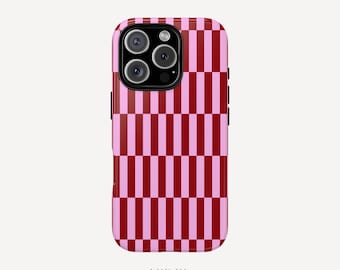 Striped Funky Trendy Case Red Pink Color iPhone 16 15 14 13 12 11 Pro Max Plus X Samsung Galaxy S23 S22 S20 Ultra Plus + Google Pixel 8 7 6