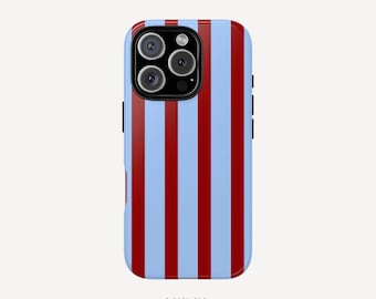 Red and Blue Striped Phone Case: Modern Protective Design
