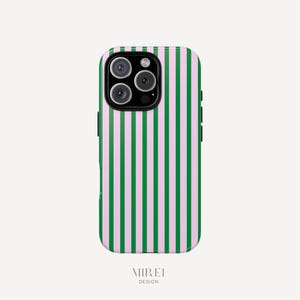 Dual Stripes Green Pink Trendy Case for iPhone 16 15 14 13 12 11 Pro Max Plus X Samsung Galaxy S23 S22 S20 Ultra Plus + Google Pixel 8 7 6