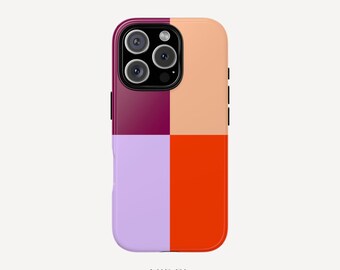 Purple Orange Colorblock Cute Trendy Case iPhone 16 15 14 13 12 11 Pro Max Plus Samsung Galaxy S23 S22 S20 Ultra Plus + Google Pixel 8 7 6