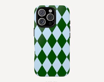 Rhombus Green Blue Case Modern Trendy iPhone 16 15 14 13 12 11 Pro Max Plus Samsung Galaxy S23 S22 S20 Ultra Plus + Google Pixel 8 7 6