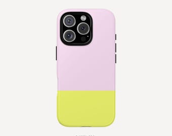 Baby Pink Pale Yellow Colorblock Cute Case iPhone 16 15 14 13 12 11 Pro Max Plus Samsung Galaxy S23 S22 S20 Ultra Plus + Google Pixel 8 7 6