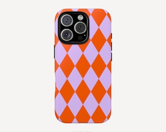Rhombus Orange Purple Tough Phone Case: iPhone, Galaxy, Pixel