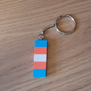 Show your Pride with a Handmade Transgender Flag Keychain made with LEGO® Parts.