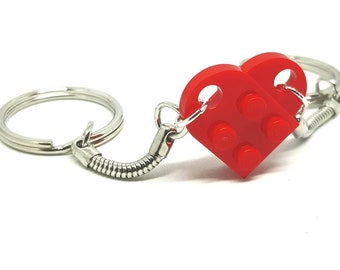 Love Heart Keychain / Long Distance Relationship Gift for Boyfriend / One Year Anniversary Gift / Valentines Day / Handmade with LEGO® Parts