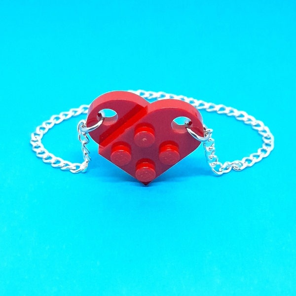 Love Heart Bracelet, Lego Heart Bracelet, Pendent Bracelet, Couple Bracelet, Handmade with Lego parts.