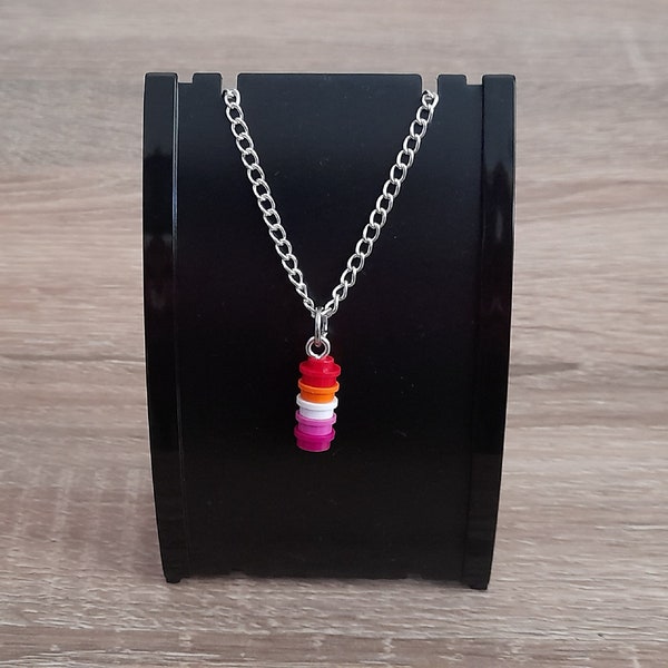 Show Your Pride with our Handmade Lego Lesbian Flag Necklace with Free Hessian Gift Bag