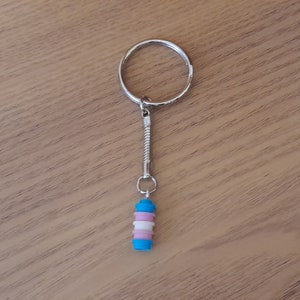 LGBTQ Pride Transgender Flag Blue, Pink and White Keyring, Handmade with LEGO® Parts.