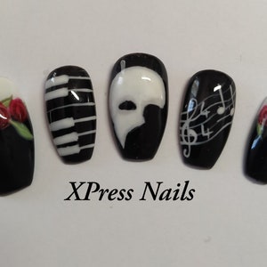 Phantom of the Opera Inspired Press on Nails. Hand Painted. - Etsy