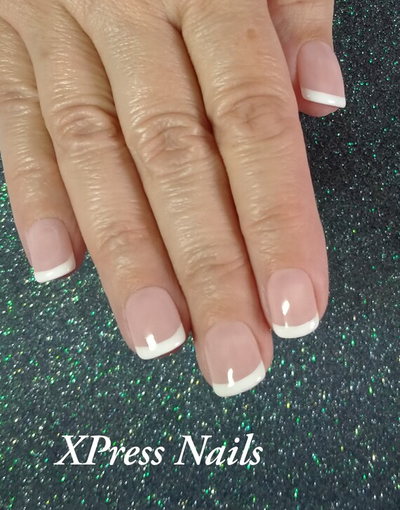 Classic French Mani Set Of Pink And White Hand Painted Etsy