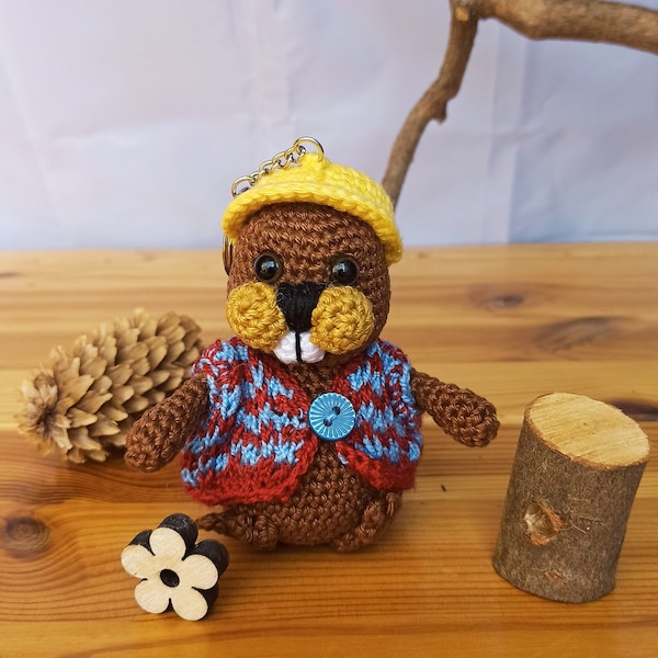 Ben Biber - Amigurumi Schlüsselanhänger, Tieranhänger, Biber