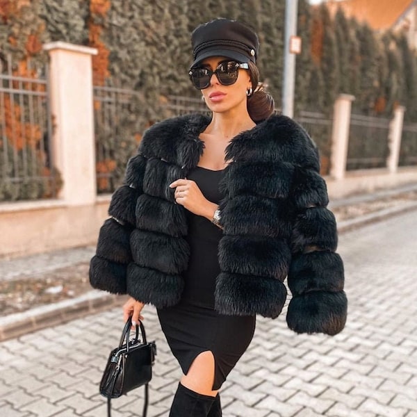 Black Fur Coat - Etsy