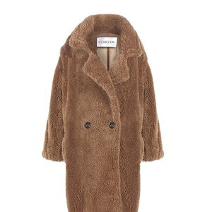 PRAGUE Brown Faux Fur Teddy Coat, Womens Fur Coat, Brown Fur Coat ...