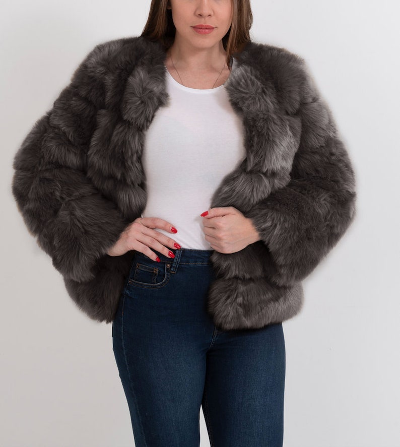 CHICAGO gray faux fur coat FUREVER Faux Fur gray fur coat womens fur coat