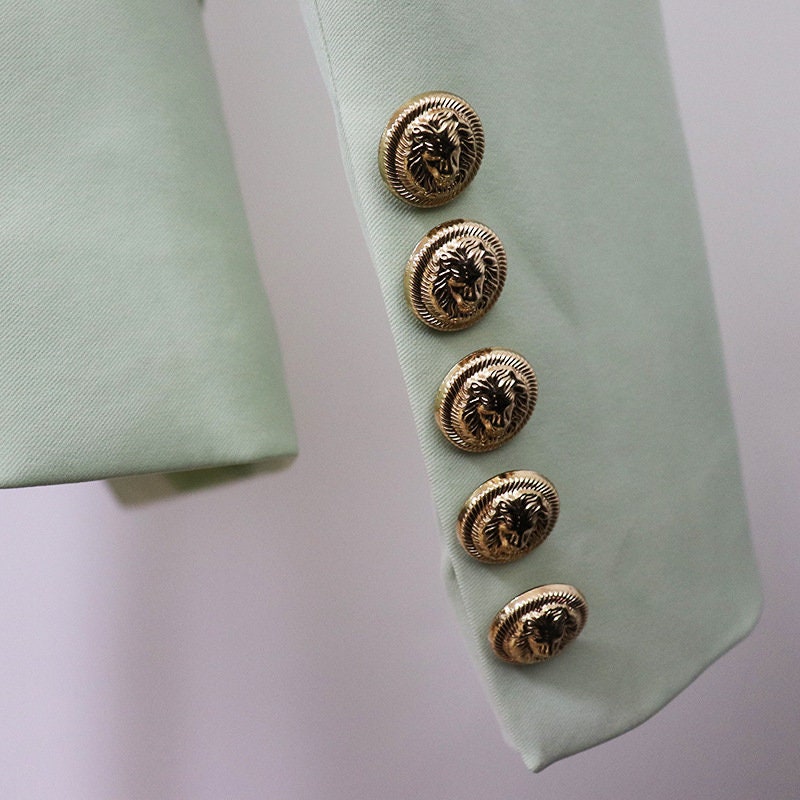 Women's Light Seafoam Green Mint Luxury Fitted Double Breasted Blazer ...