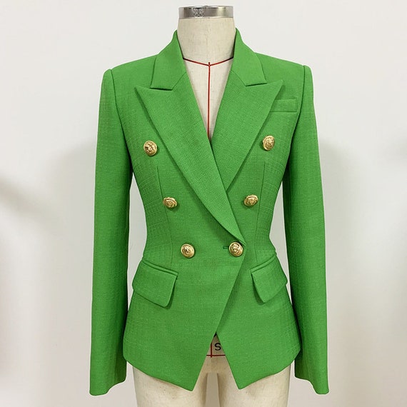 Fitted double deals breasted blazer