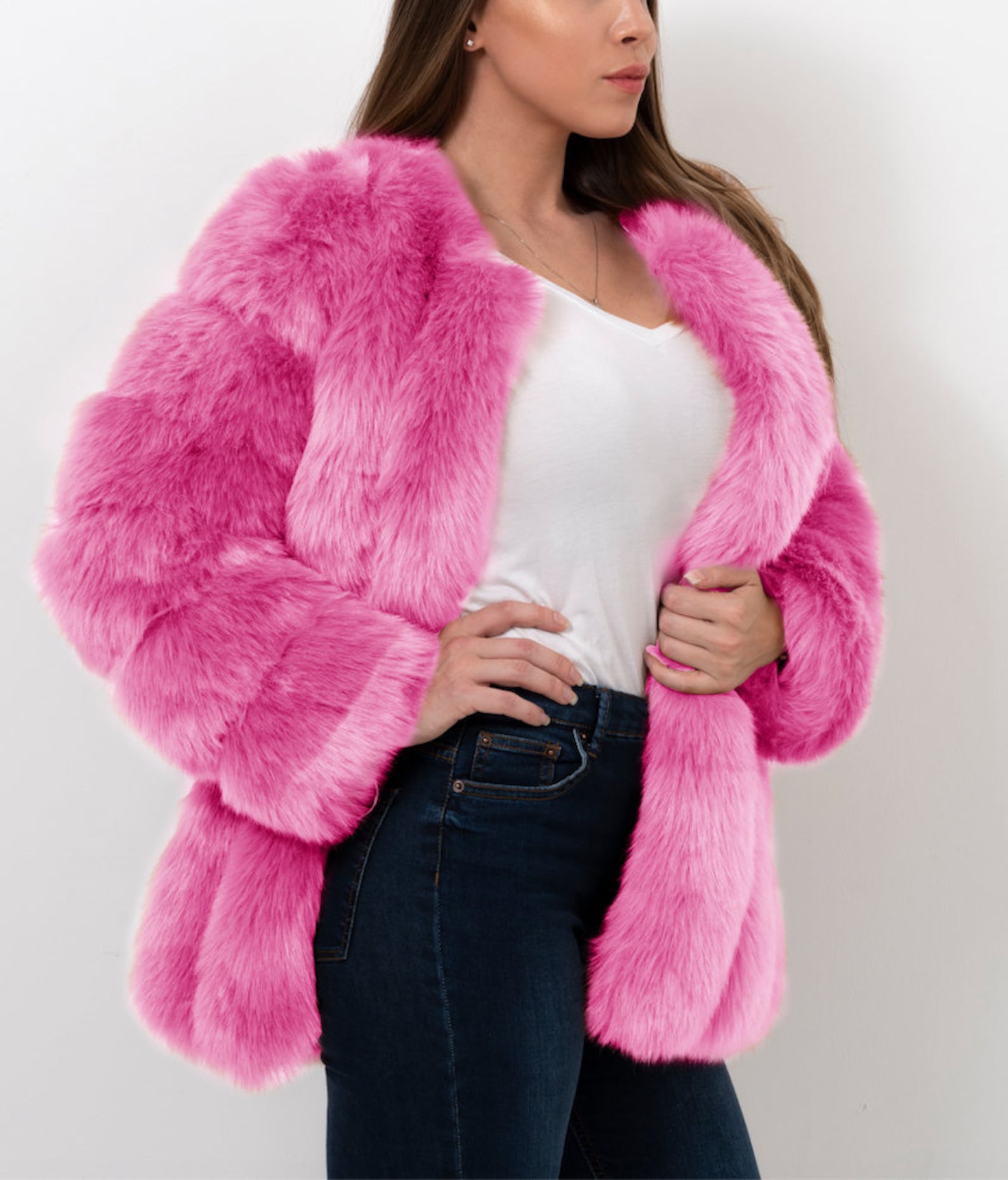 MOSCOW Pink Faux Fur Coat Womens Fur Coat Pink Fur Coat Etsy