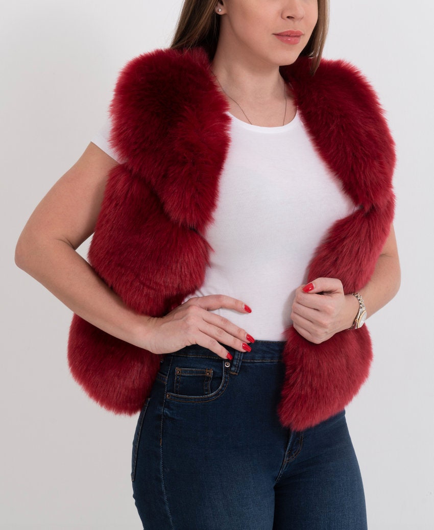 Damen Fellweste Mit V-Ausschnitt - Kunstfell Teddyweste Für Winter