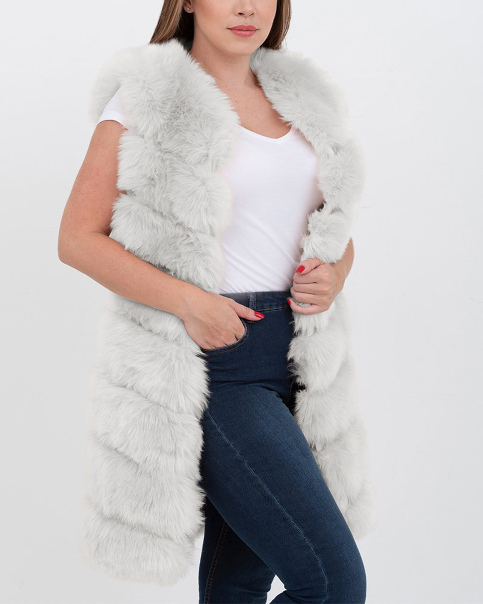 LONDON Gray Faux Fur Vest Womens Fur Vest Gray Fur Vest Etsy