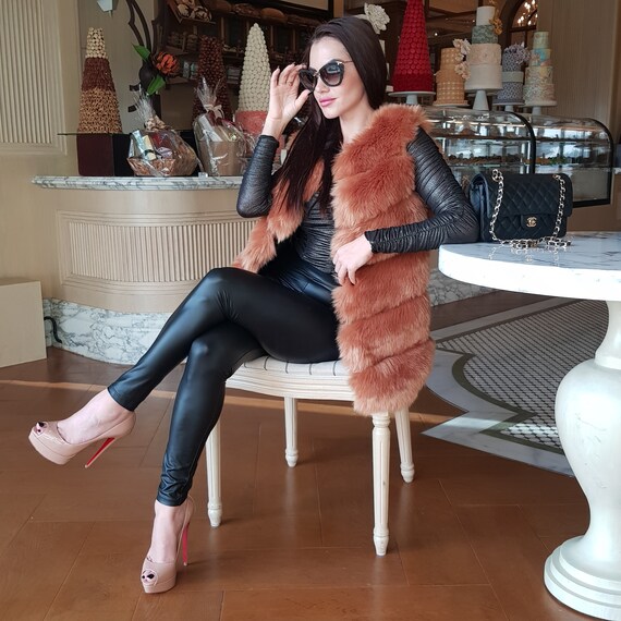 Vienna Brown Faux Fur Vest, Womens Fur Vest, Brown Fur Vest, Furever Faux Fur