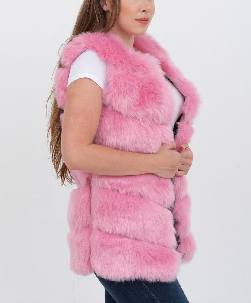 VIENNA pink faux fur vest womens fur vest pink fur vest Etsy