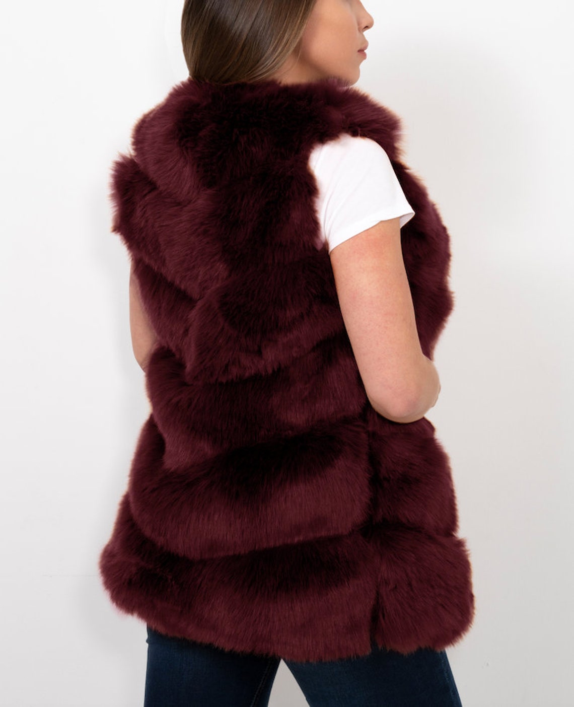 VIENNA Red Faux Fur Vest Womens Fur Vest Red Fur Vest Etsy