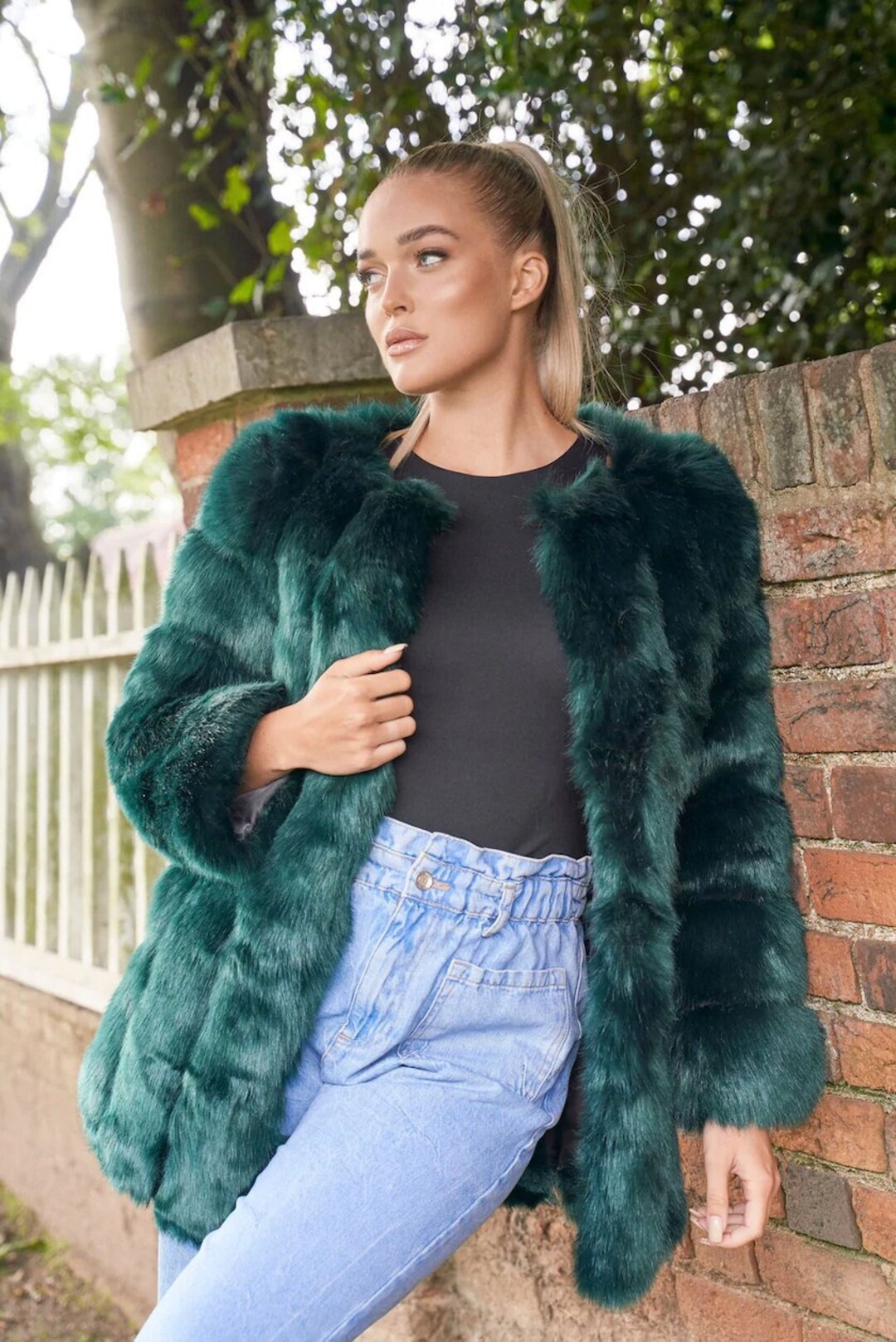 Green 'MOSCOW' Faux Fur Coat Fur Coat Faux Fur - Etsy