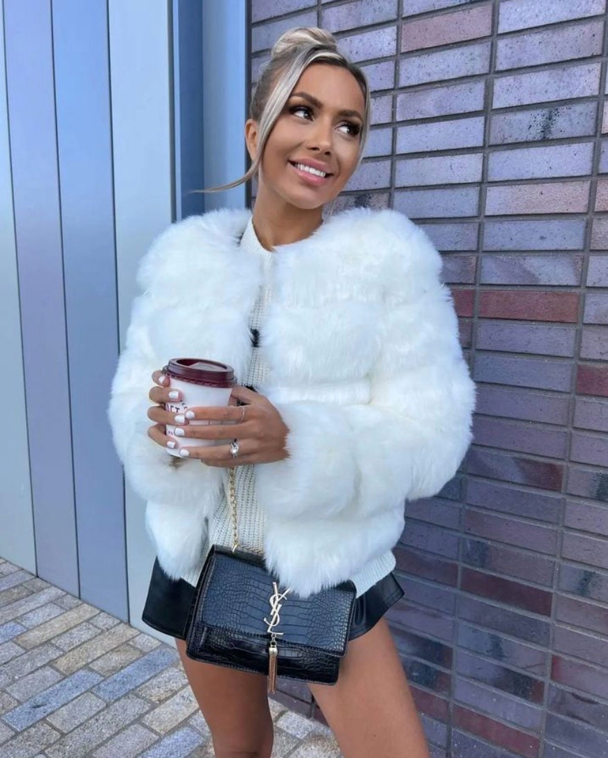 White Faux Fur Coat 